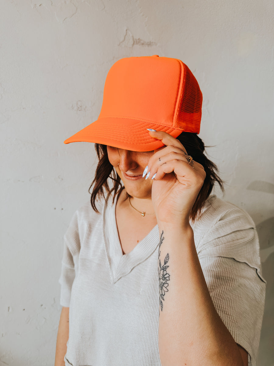 Neon Orange Trucker Hat – Zig Zag Galleries